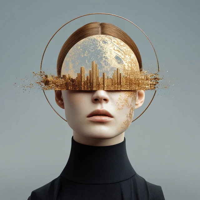Surreal Portrait of a Woman Cityscape Vision