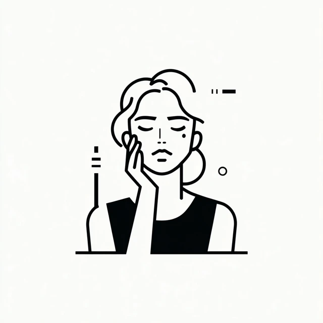 Simple Icon Woman Touching Cheek Face Angle
