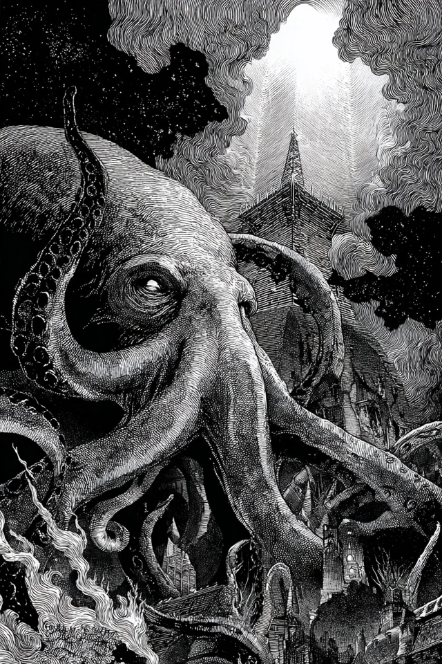 Lovecraftian Horror Ink Illustration