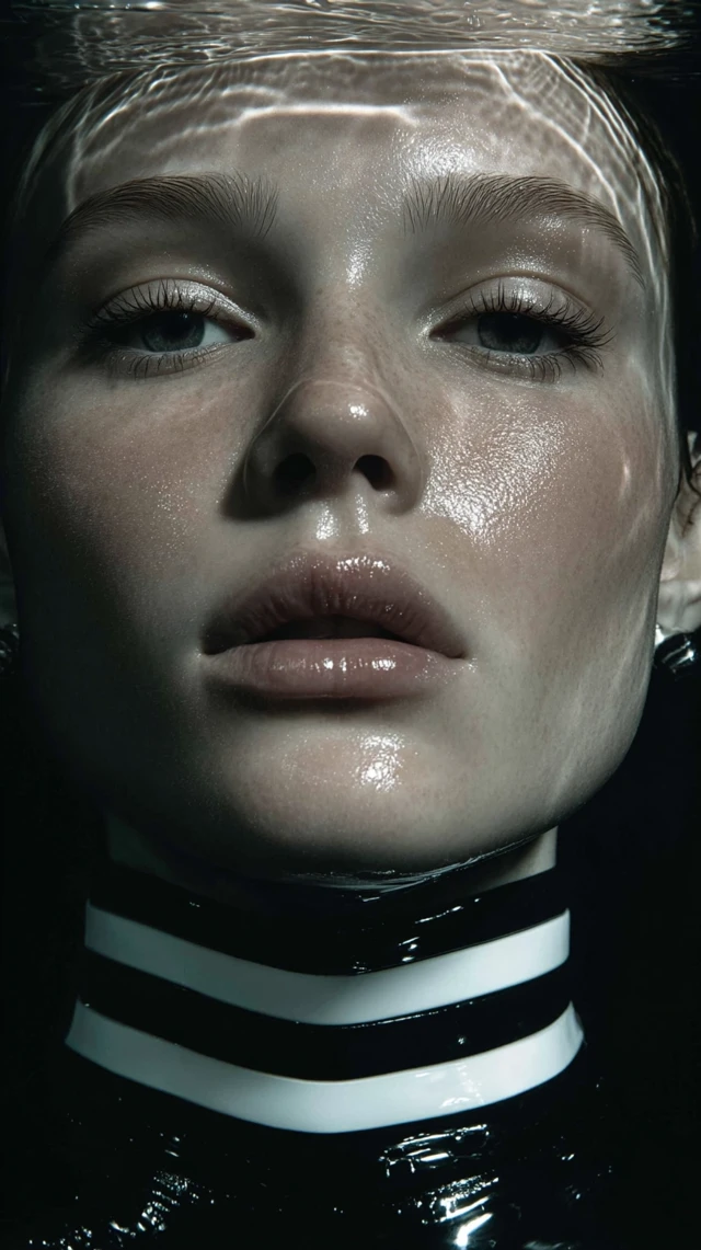 Underwater High Fashion Portrait Beautiful Woman