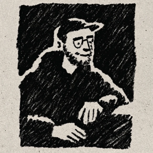 Man Portrait Crayon Drawing Black and White