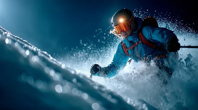 Dramatic Ski Jump Over Crevasse