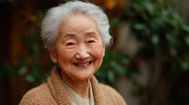 Smiling Elderly Asian Woman Photography Portrait
