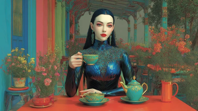 Supermodel Tea Party in Bangkok Illustration