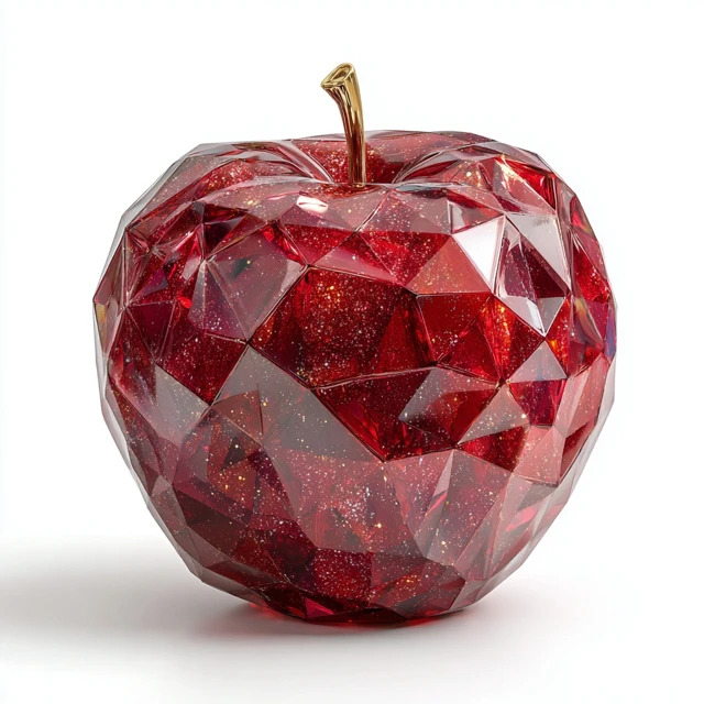 Low Poly Red Apple Gemstone 3D Render