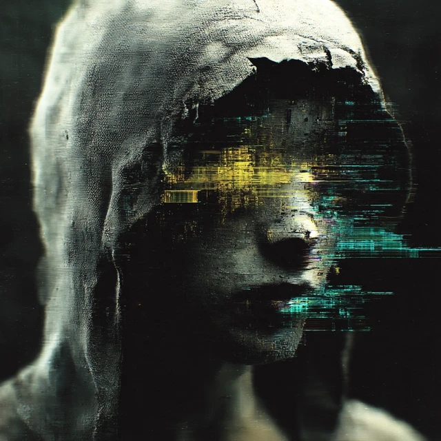 Cyberpunk Glitch Figure Dark Avatar Art