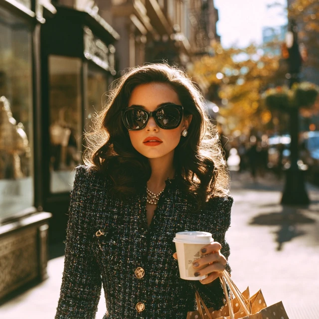 Fashion Editorial Brunette in Chanel on Madison Avenue