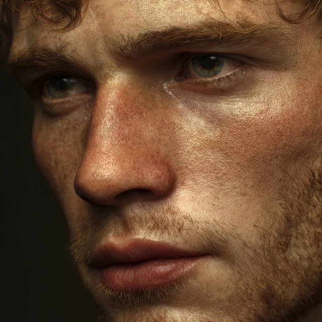 Photorealistic Close Up of a Mans Face