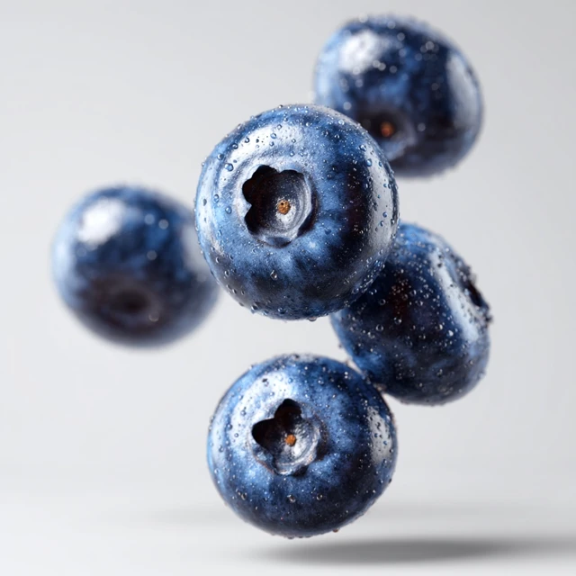 Blueberries Flying in Air Ultra Realistic Photo