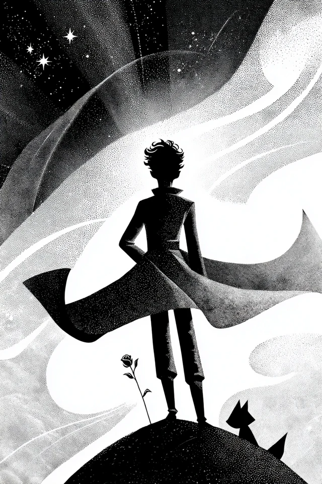 Little Prince in Space Retro Comic Illustration