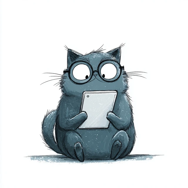 Anime Cat Reading Ereader Cute Illustration