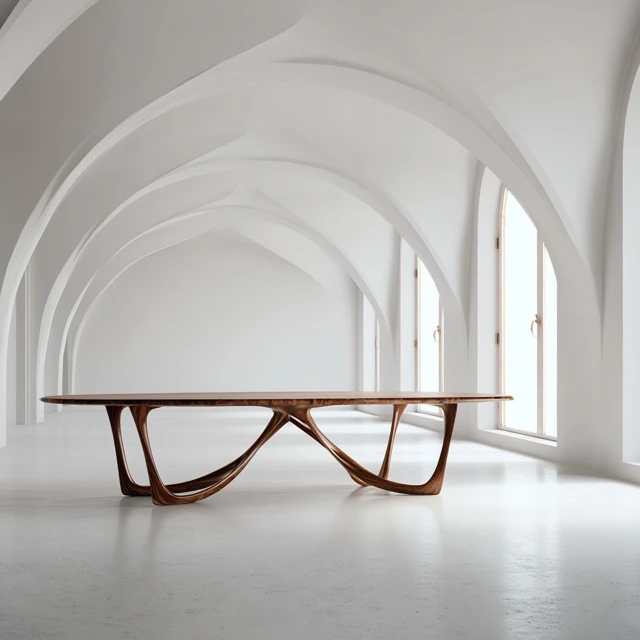 Minimalist Walnut Dining Table Zaha Hadid Design