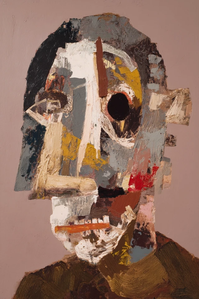 Surreal Picasso Head Painting Thick Brushstrokes
