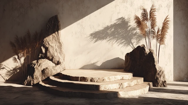 Minimalist Product Presentation with Stone Podium