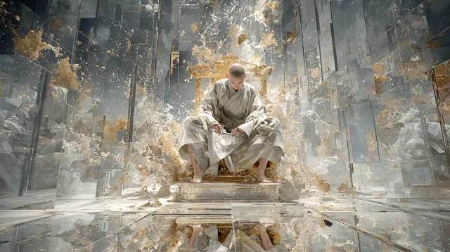 Surreal Zen Monk Stage Reflection
