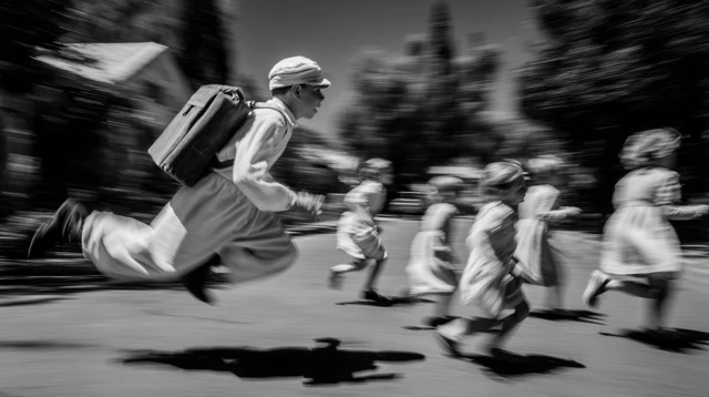 Retro Futuristic Milkman Jetpack Delivery 1950s