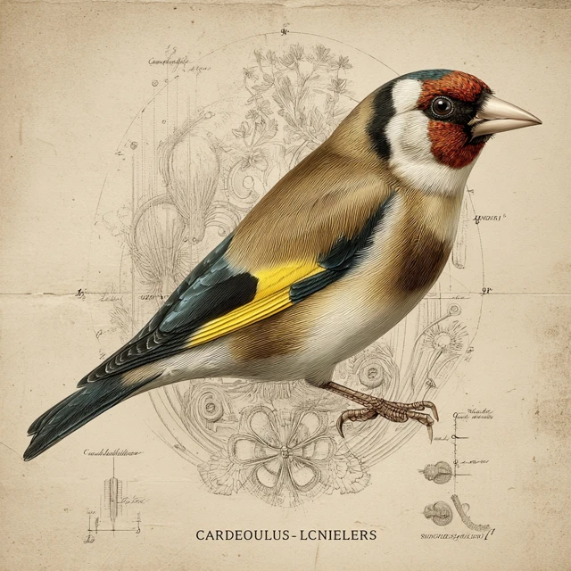 European Goldfinch Scientific Illustration