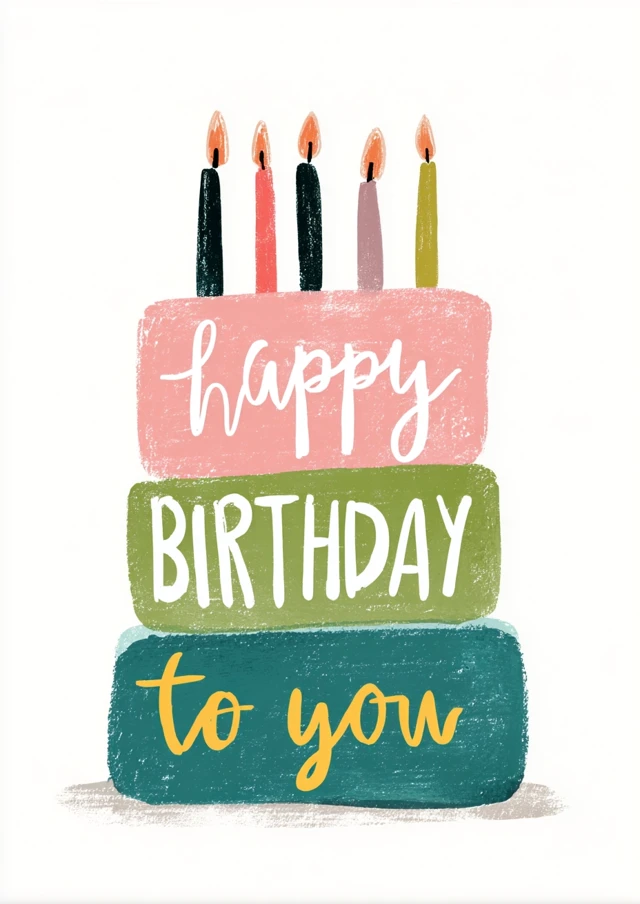Happy Birthday Cake Illustration Card