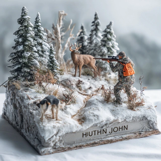 Winter Hunting Diorama Scene Miniature Artwork