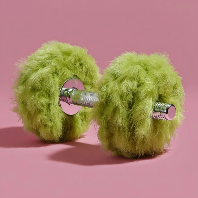 Feather Dumbbell Neon Green Background Fitness