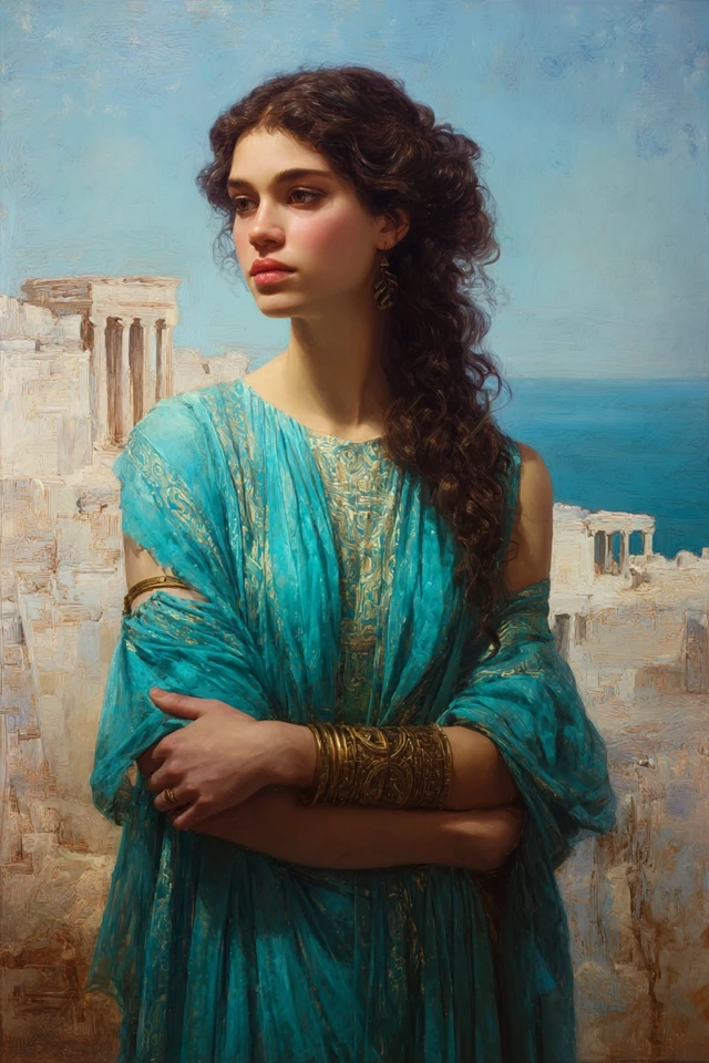 Ancient Greek Woman Portrait Painting Art