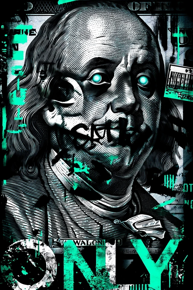 Cash Only Benjamin Franklin Poster Art