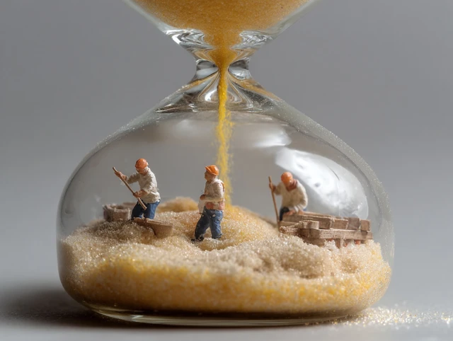 Hourglass with Workers Working Time