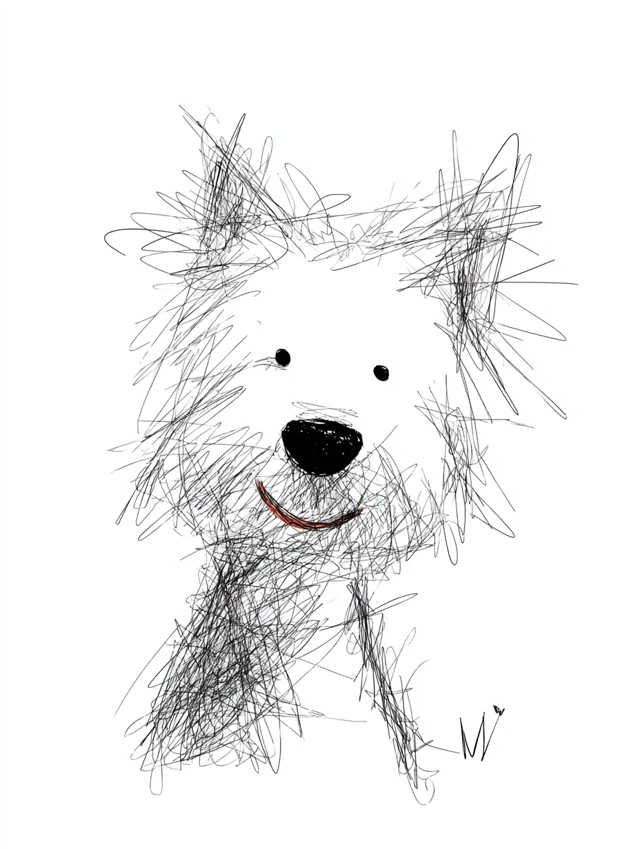 Cute Scribble Westie Dog Illustration