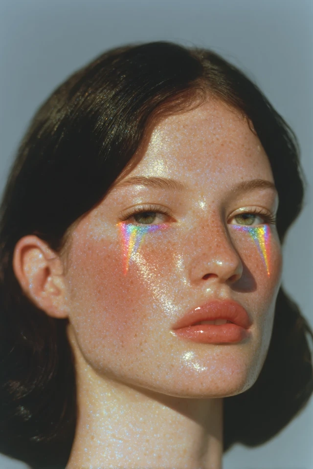 Woman Face with Glittering Tears