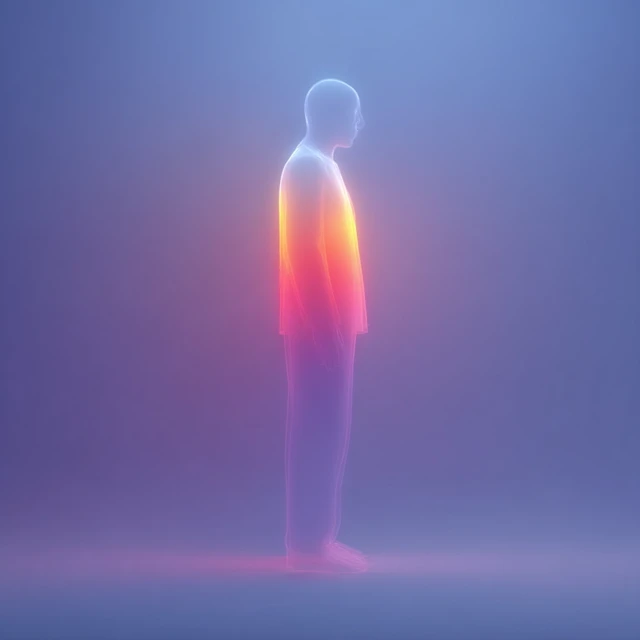 Abstract Glowing Figure in Gradient Background