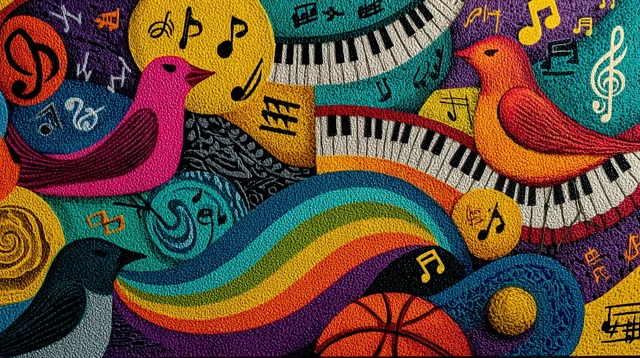 Graffiti Art Campus Bells Musical Notes Birds