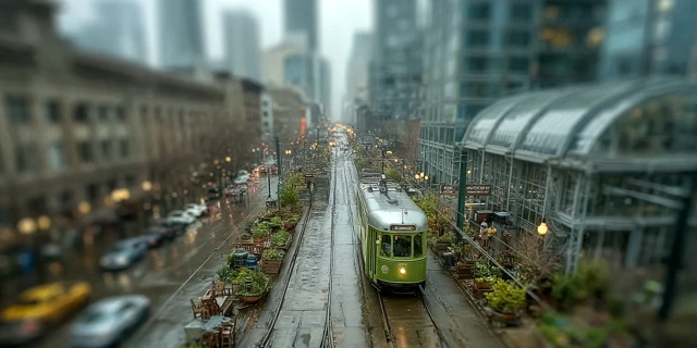 Tilt Shift Train Scene Amazing Urban Landscape