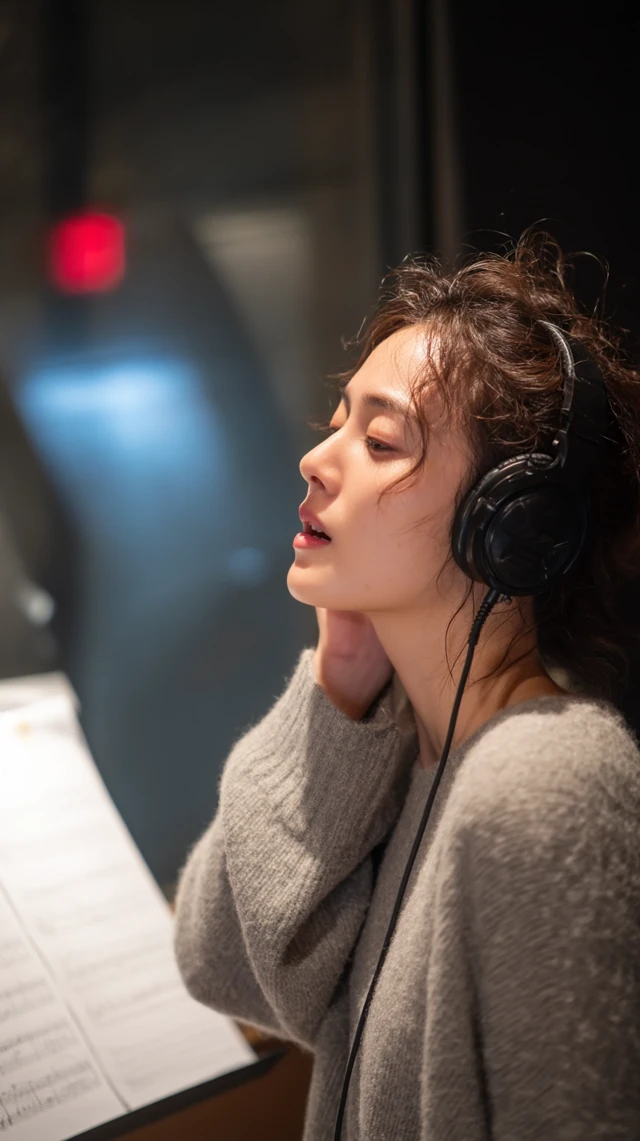Korean Singer Recording Session In Studio