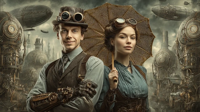 Steampunk Cityscape Airships Victorian SciFi