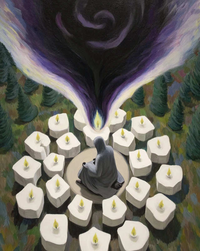 Mystical Forest Ritual Oil Painting