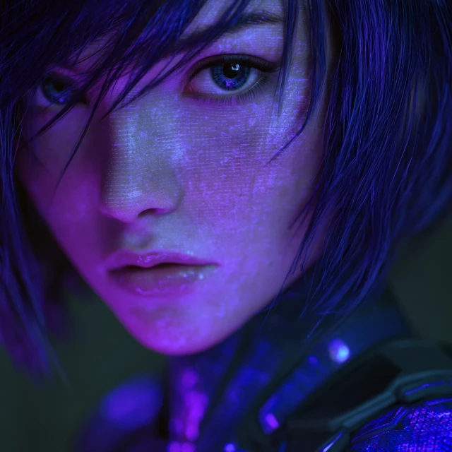 Cyberpunk Holographic AI Female Portrait