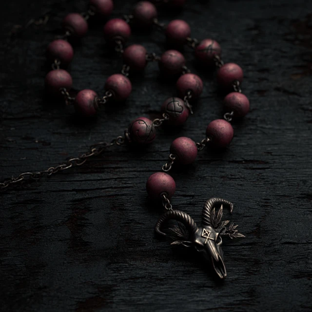 Satanic Rosary Necklace Dark Occult Jewelry