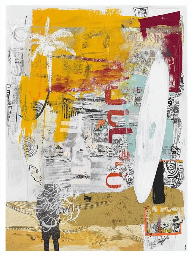 Abstract Painting with Graphic Elements and Colors