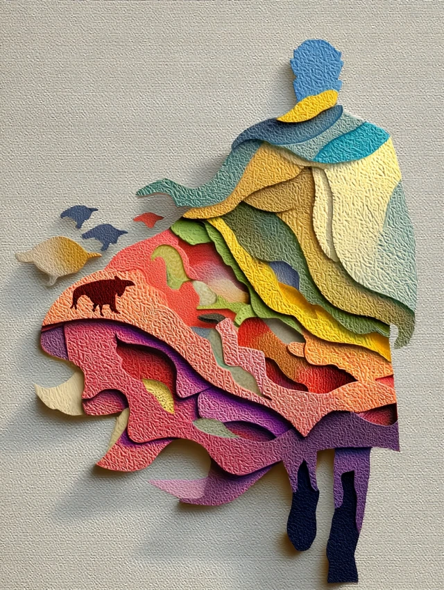 Papercut Silhouette Art: Animals and Human Form