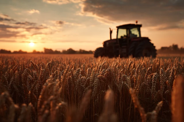 Tractor in Wheat Field - Golden Light Photography