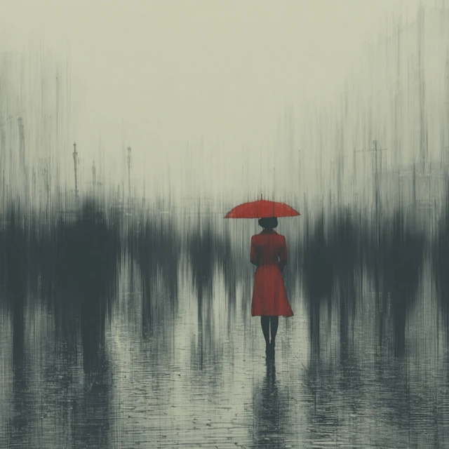 Woman with Umbrella in the Rain