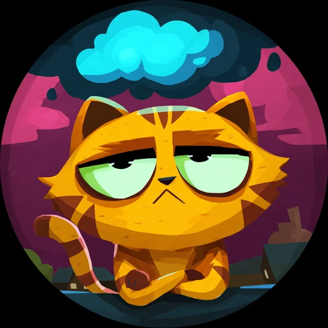 Grumpy Cat Badge Cartoon Illustration