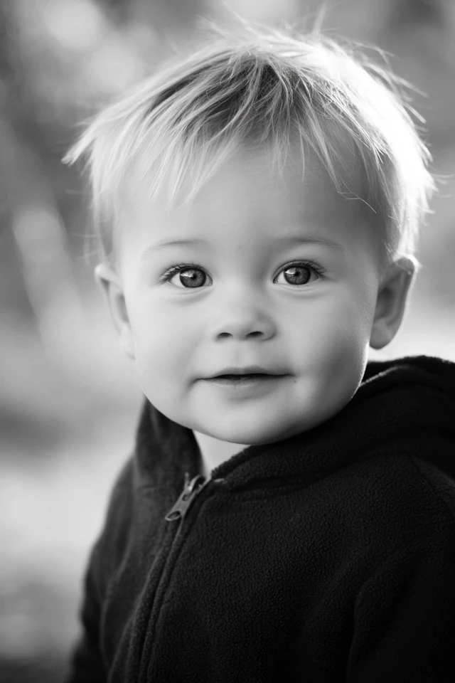 Swedish Baby Boy Black and White Portrait