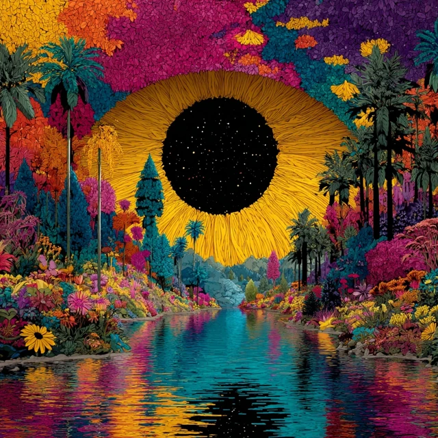 Vibrant Dreamscape Psychedelic Art Illustration