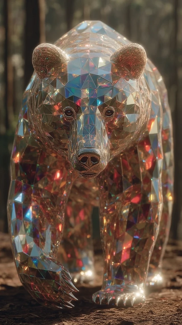 Diamond Gemstone Bear Photorealistic Art