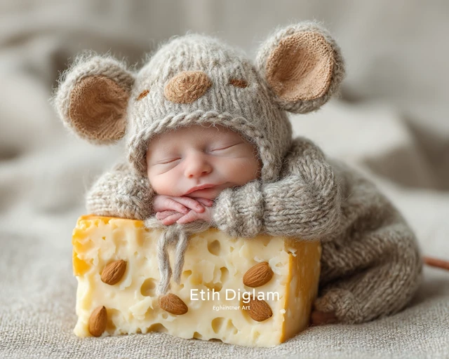 Newborn Photography Backdrop Mouse on Cheese
