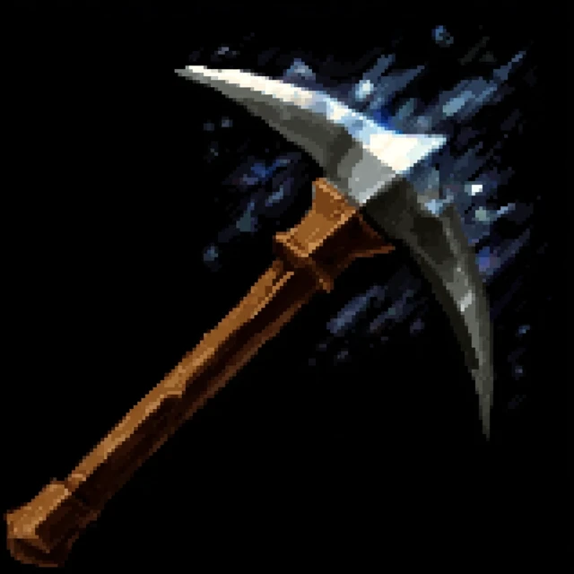 Pickaxe Skill Icon Isolated on Black Background