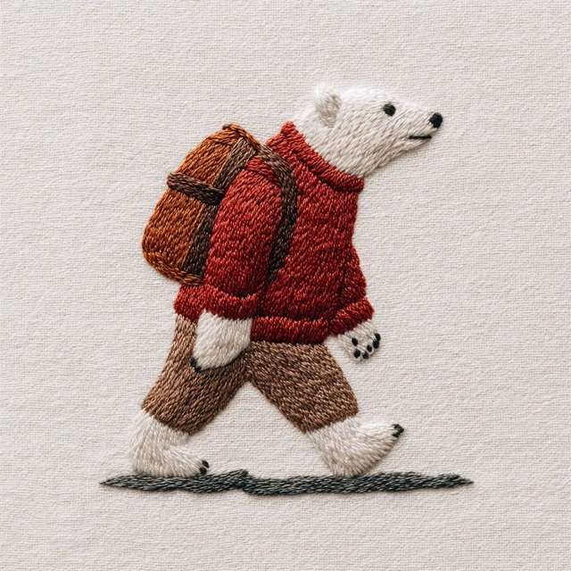 Polar Bear Embroidery Red Sweater Backpack
