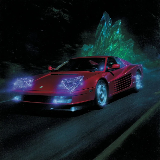 Supercar Speeding on Highway Airbrush and Crystal Style