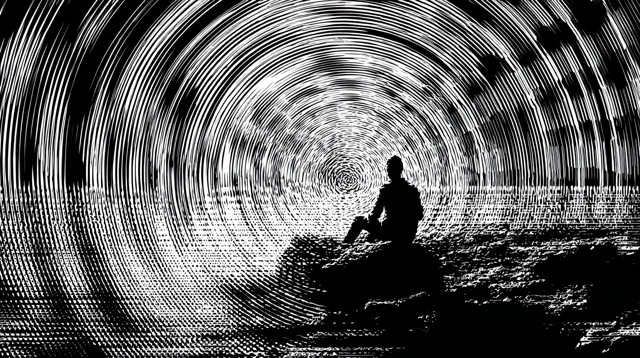 Solitary Figure Hypnotic Spiral Aesthetic